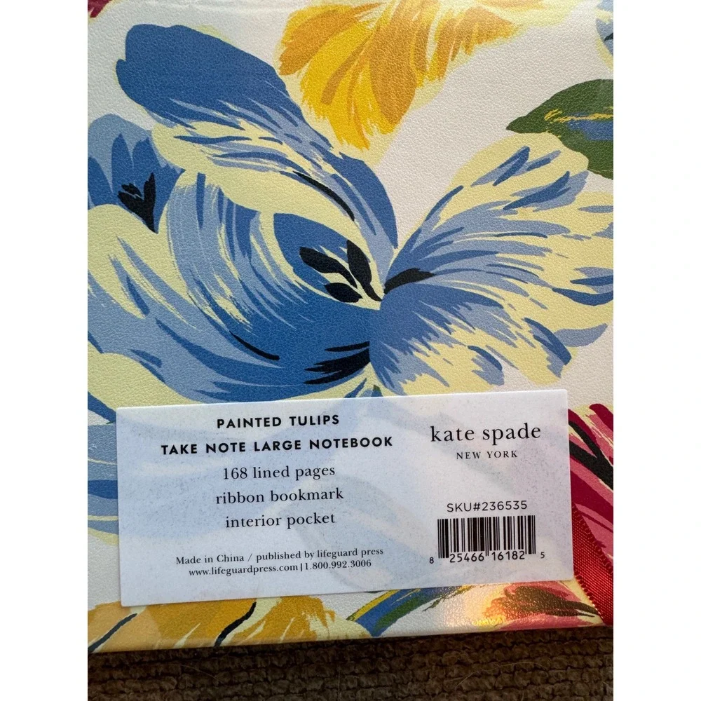 Kate Spade Painted Tulips Take Note Large Notebook Lined Floral Journal 236535